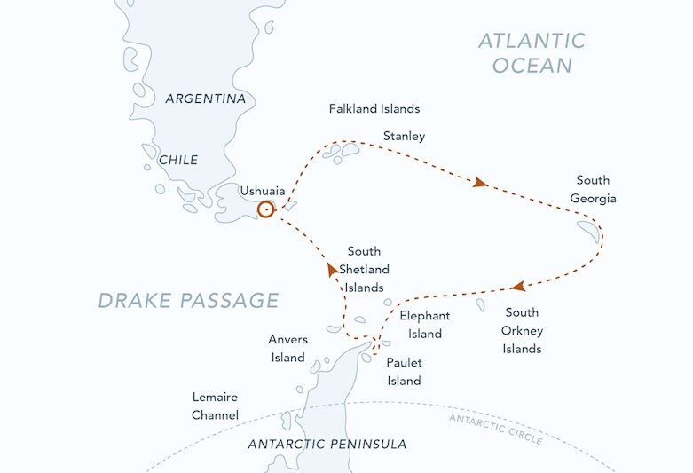A map of The Grand Tour route.