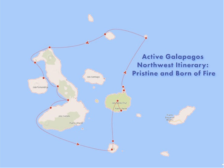 Map of the Active Galapagos Born of Fire Itinerary.